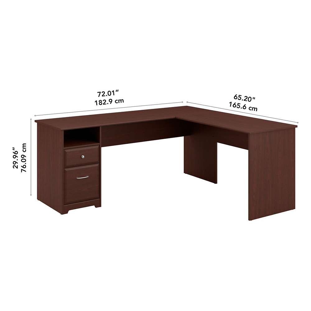 Bush Furniture - Cabot 72W L Shaped Computer Desk with Drawers in Harvest Cherry - CAB051HVC veiw 5