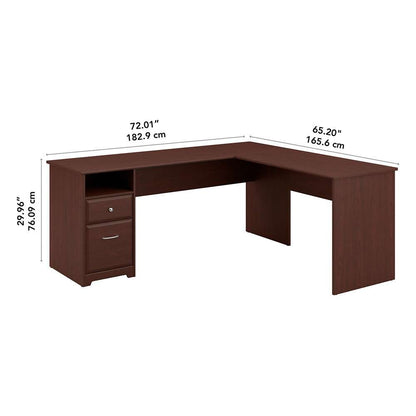 Bush Furniture - Cabot 72W L Shaped Computer Desk with Drawers in Harvest Cherry - CAB051HVC veiw 5