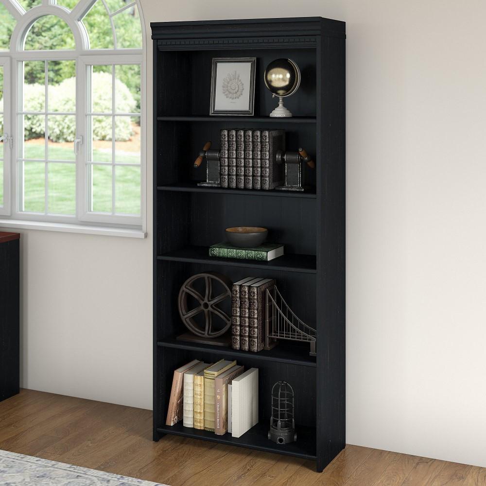 Bush Furniture - Fairview 5 Shelf Bookcase in Antique Black - WC53965-03 veiw 2