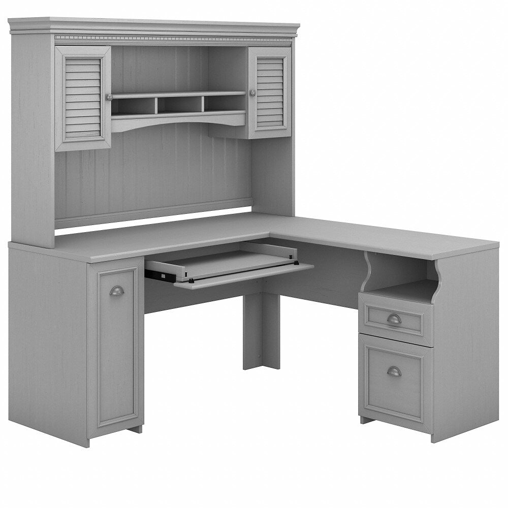 Bush Furniture - Fairview 60W L Shaped Desk with Hutch in Cape Cod Gray - FV004CG veiw 1