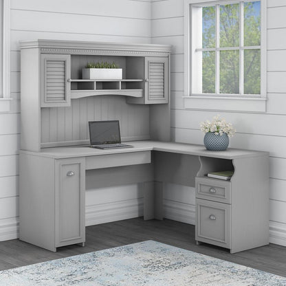 Bush Furniture - Fairview 60W L Shaped Desk with Hutch in Cape Cod Gray - FV004CG veiw 2