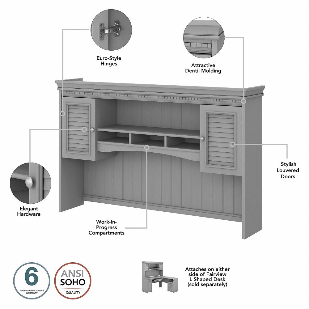 Bush Furniture - Fairview 60W L Shaped Desk with Hutch in Cape Cod Gray - FV004CG veiw 4