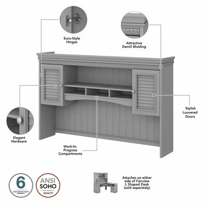 Bush Furniture - Fairview 60W L Shaped Desk with Hutch in Cape Cod Gray - FV004CG veiw 4