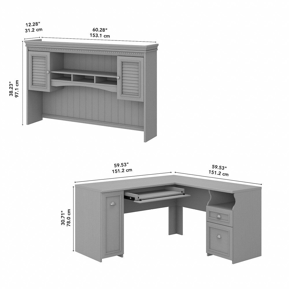 Bush Furniture - Fairview 60W L Shaped Desk with Hutch in Cape Cod Gray - FV004CG veiw 6