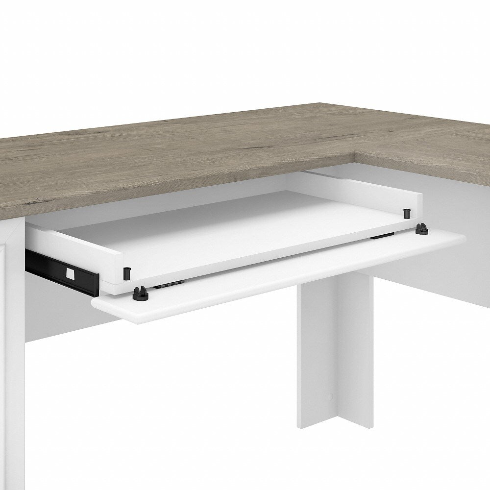 Bush Furniture - Fairview 60W L Shaped Desk with Hutch in Pure White and Shiplap Gray - FV004G2W veiw 5