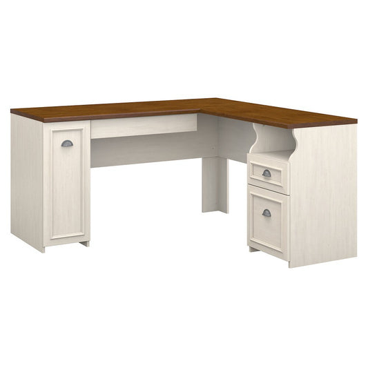 Bush Furniture - Fairview L Shaped Desk in Antique White - WC53230-03K veiw 1