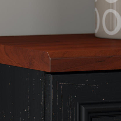 Bush Furniture - Fairview Small Storage Cabinet with Doors in Antique Black and Hansen Cherry - WC53996-03 veiw 5