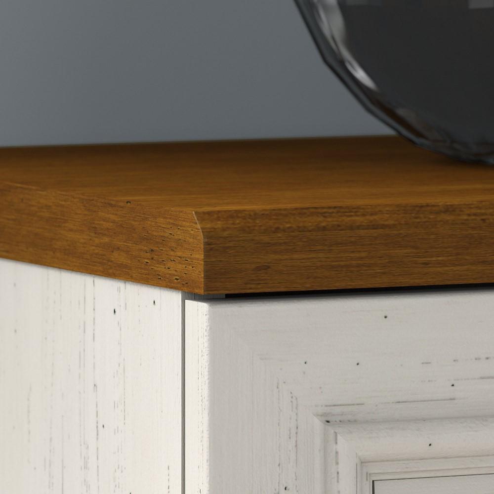 Bush Furniture - Fairview Small Storage Cabinet with Doors in Antique White and Tea Maple - WC53296-03 veiw 5