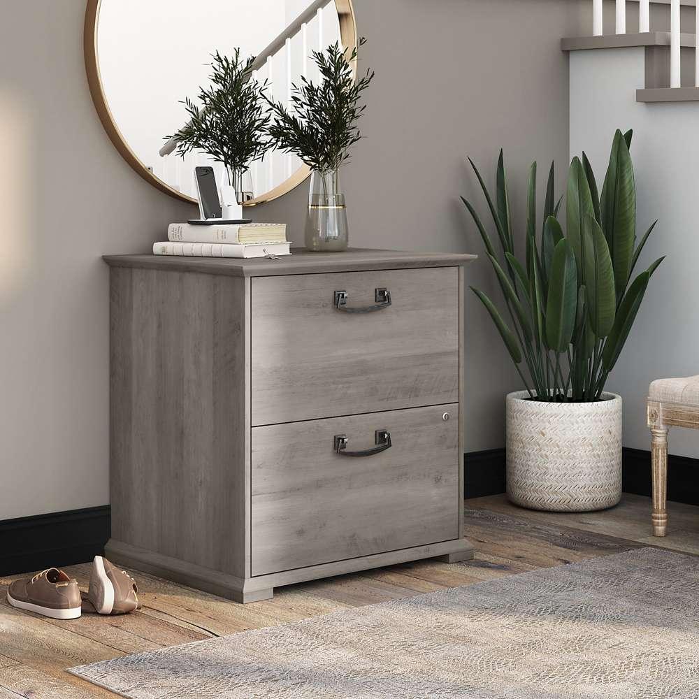 Bush Furniture - Homestead 2 Drawer Accent Cabinet in Driftwood Gray - HOF129DG-Z veiw 2