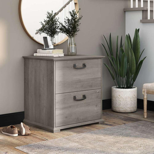 Bush Furniture - Homestead 2 Drawer Accent Cabinet in Driftwood Gray - HOF129DG-Z veiw 2