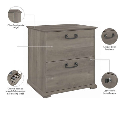 Bush Furniture - Homestead 2 Drawer Accent Cabinet in Driftwood Gray - HOF129DG-Z veiw 3