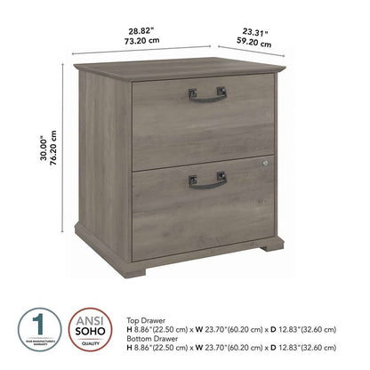 Bush Furniture - Homestead 2 Drawer Accent Cabinet in Driftwood Gray - HOF129DG-Z veiw 5