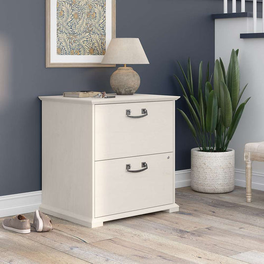 Bush Furniture - Homestead 2 Drawer Accent Cabinet in Linen White Oak - HOF129LW-Z veiw 2