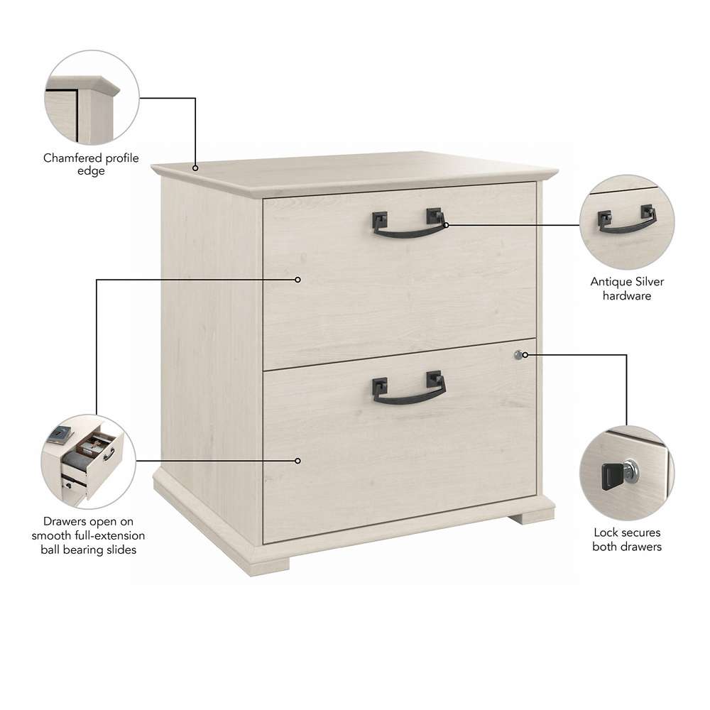 Bush Furniture - Homestead 2 Drawer Accent Cabinet in Linen White Oak - HOF129LW-Z veiw 3