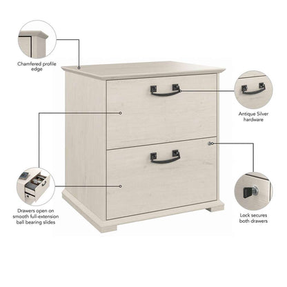 Bush Furniture - Homestead 2 Drawer Accent Cabinet in Linen White Oak - HOF129LW-Z veiw 3