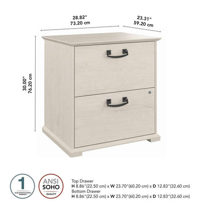 Bush Furniture - Homestead 2 Drawer Accent Cabinet in Linen White Oak - HOF129LW-Z veiw 5