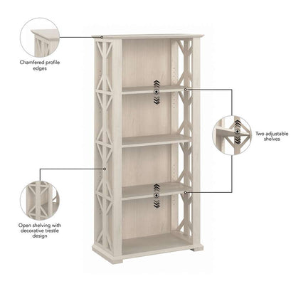 Bush Furniture - Homestead 4 Shelf Bookcase in Linen White Oak - HOB166LW-03 veiw 6