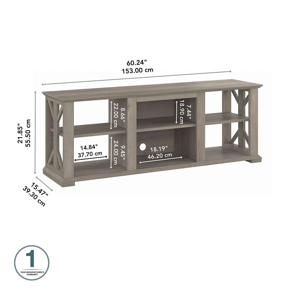 Bush Furniture - Homestead 60W TV Stand in Driftwood Gray - HOV160DG-03 veiw 3