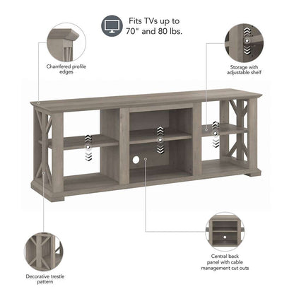 Bush Furniture - Homestead 60W TV Stand in Driftwood Gray - HOV160DG-03 veiw 6