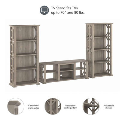 Bush Furniture - Homestead 60W TV Stand w Bookcases in Driftwood Gray - HOT012DG veiw 3