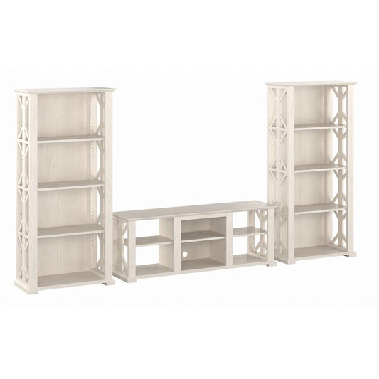 Bush Furniture - Homestead 60W TV Stand w Bookcases in Linen White Oak - HOT012LW veiw 1