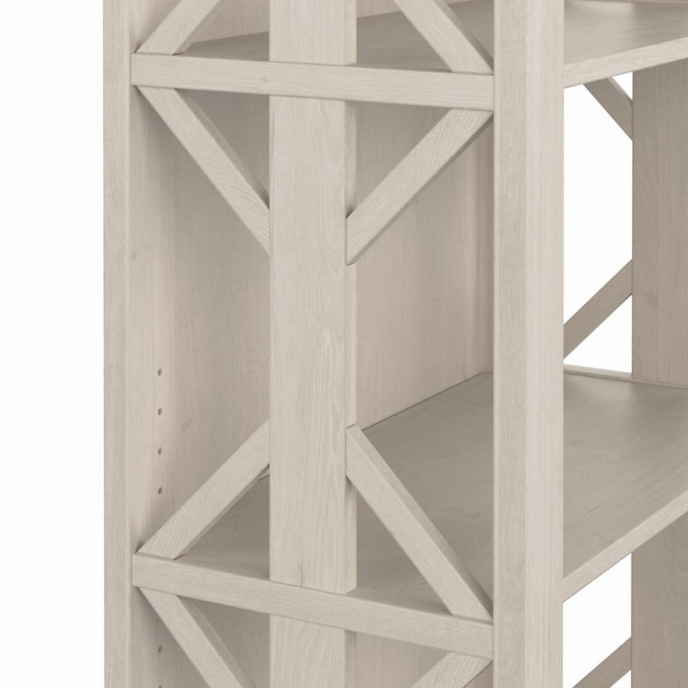Bush Furniture - Homestead 60W TV Stand w Bookcases in Linen White Oak - HOT012LW veiw 4