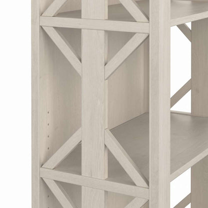 Bush Furniture - Homestead 60W TV Stand w Bookcases in Linen White Oak - HOT012LW veiw 4