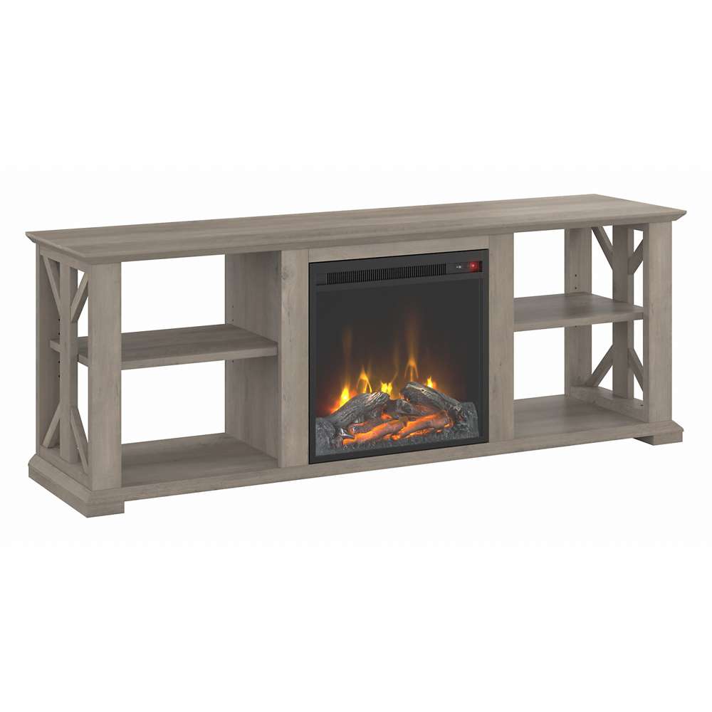 Bush Furniture - Homestead 60W TV Stand w Electric Fireplace Insert in Driftwood Gray - HOT003DG veiw 1
