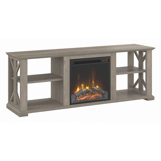 Bush Furniture - Homestead 60W TV Stand w Electric Fireplace Insert in Driftwood Gray - HOT003DG veiw 1