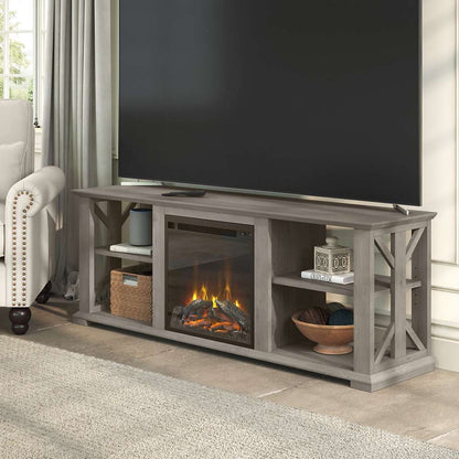 Bush Furniture - Homestead 60W TV Stand w Electric Fireplace Insert in Driftwood Gray - HOT003DG veiw 2