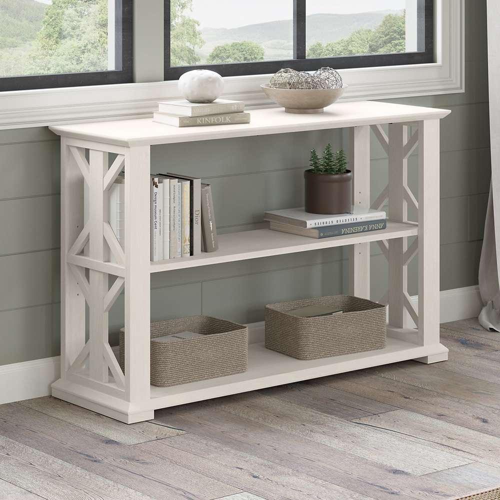 Bush Furniture - Homestead Console Table in Linen White Oak - HOT248LW-03 veiw 2