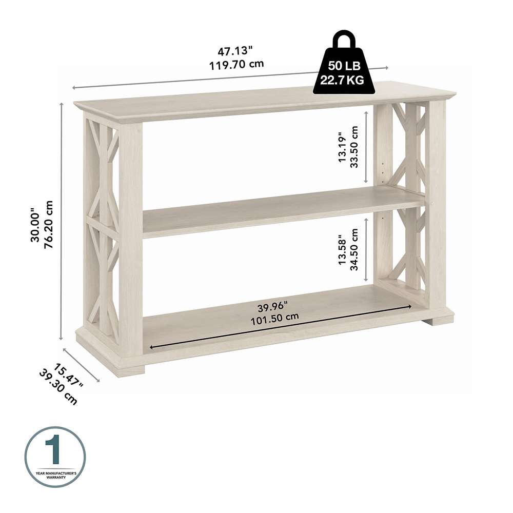 Bush Furniture - Homestead Console Table in Linen White Oak - HOT248LW-03 veiw 3