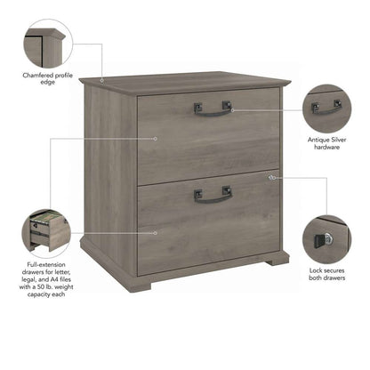 Bush Furniture - Homestead Lateral File in Driftwood Gray - HOF129DG-03 veiw 6