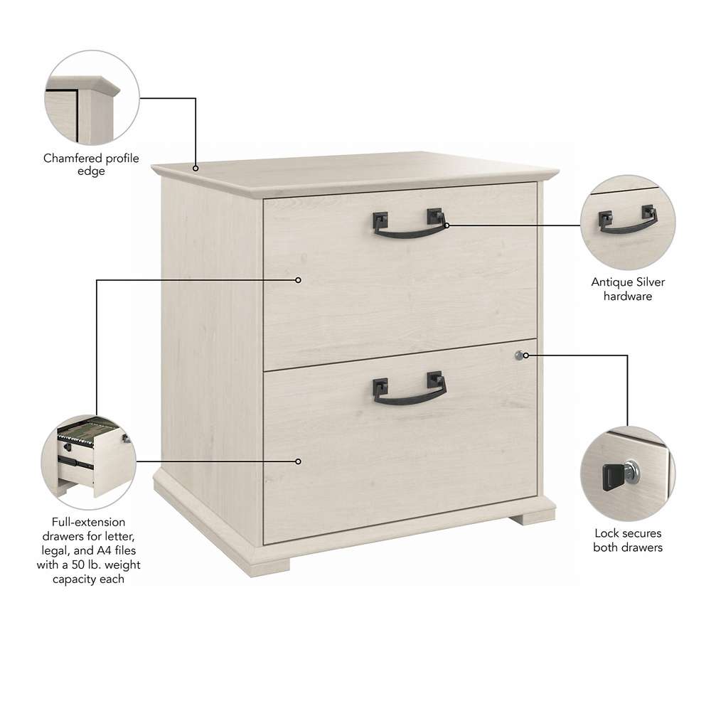 Bush Furniture - Homestead Lateral File in Linen White Oak - HOF129LW-03 veiw 6