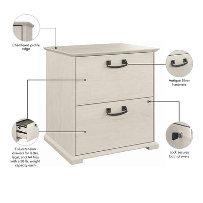 Bush Furniture - Homestead Lateral File in Linen White Oak - HOF129LW-03 veiw 6