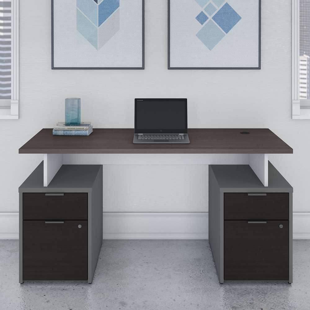 Bush Furniture - Jamestown 60W Desk Surface in White and Storm Gray - JTD160SGWH veiw 4