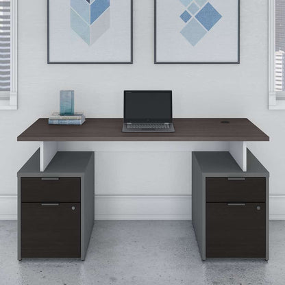 Bush Furniture - Jamestown 60W Desk Surface in White and Storm Gray - JTD160SGWH veiw 4