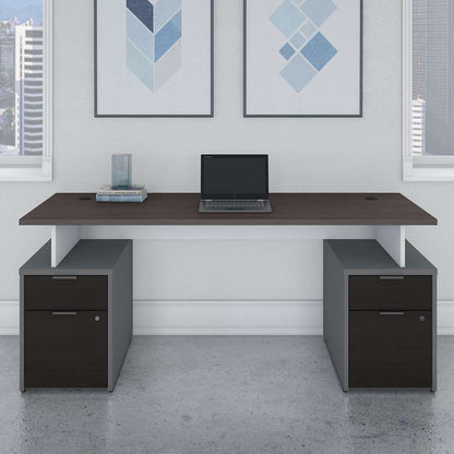 Bush Furniture - Jamestown 72W Desk Surface in White and Storm Gray - JTD172SGWH veiw 4