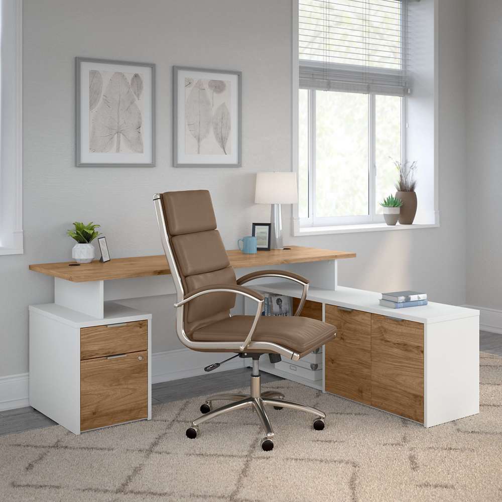 Bush Furniture - Jamestown High Back Leather Executive Office Chair in Saddle Tan - JTN027SD veiw 4