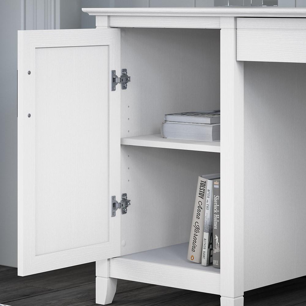 Bush Furniture - Key West 54W Computer Desk with Storage and Mid Back Tufted Office Chair in Pure White Oak - KWS020WT veiw 4