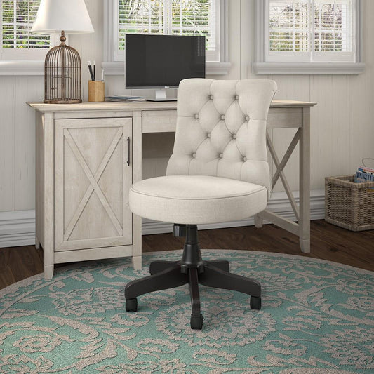 Bush Furniture - Key West 54W Computer Desk with Mid Back Tufted Office Chair in Washed Gray - KWS020WG veiw 2