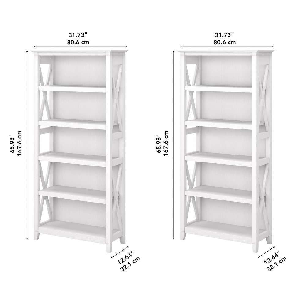 Bush Furniture - Key West 5 Shelf Bookcase Set in Pure White Oak - KWS046WT veiw 6