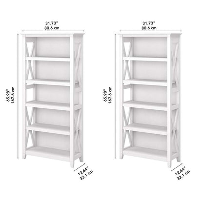 Bush Furniture - Key West 5 Shelf Bookcase Set in Pure White Oak - KWS046WT veiw 6