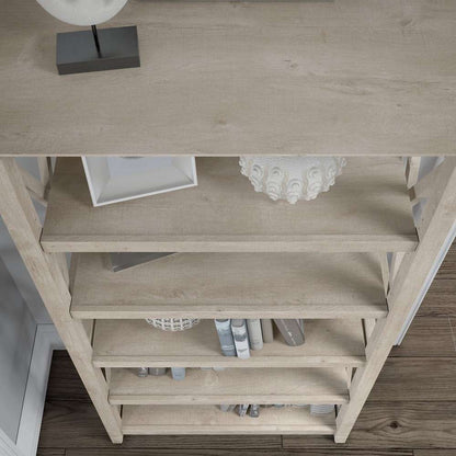 Bush Furniture - Key West 5 Shelf Bookcase Set in Washed Gray - KWS046WG veiw 4