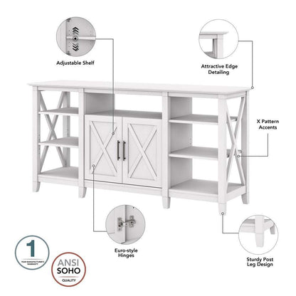 Bush Furniture - Key West Tall TV Stand with (Set of 2) Bookcases in Pure White Oak - KWS027WT veiw 3