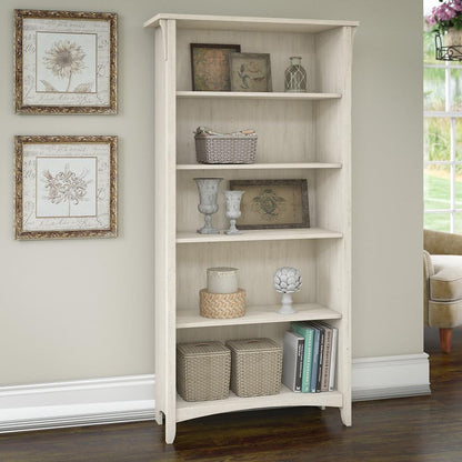 Bush Furniture - Salinas 5 Shelf Bookcase in Antique White - SAB132AW-03 veiw 2