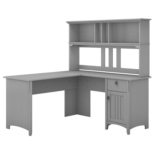 Bush Furniture - Salinas 60W L Shaped Desk with Hutch in Cape Cod Gray - SAL004CG veiw 1