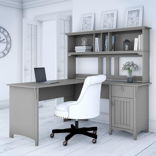 Bush Furniture - Salinas 60W L Shaped Desk with Hutch in Cape Cod Gray - SAL004CG veiw 2