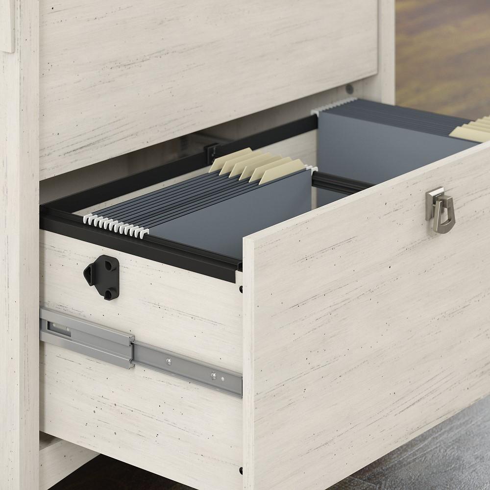 Bush Furniture - Salinas 60W L Shaped Desk with Lateral File Cabinet and Bookcase in Antique White - SAL003AW veiw 3