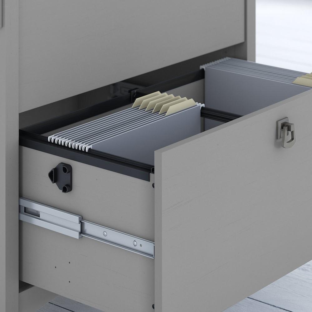 Bush Furniture - Salinas 60W L Shaped Desk with Lateral File Cabinet and Bookcase in Cape Cod Gray - SAL003CG veiw 4